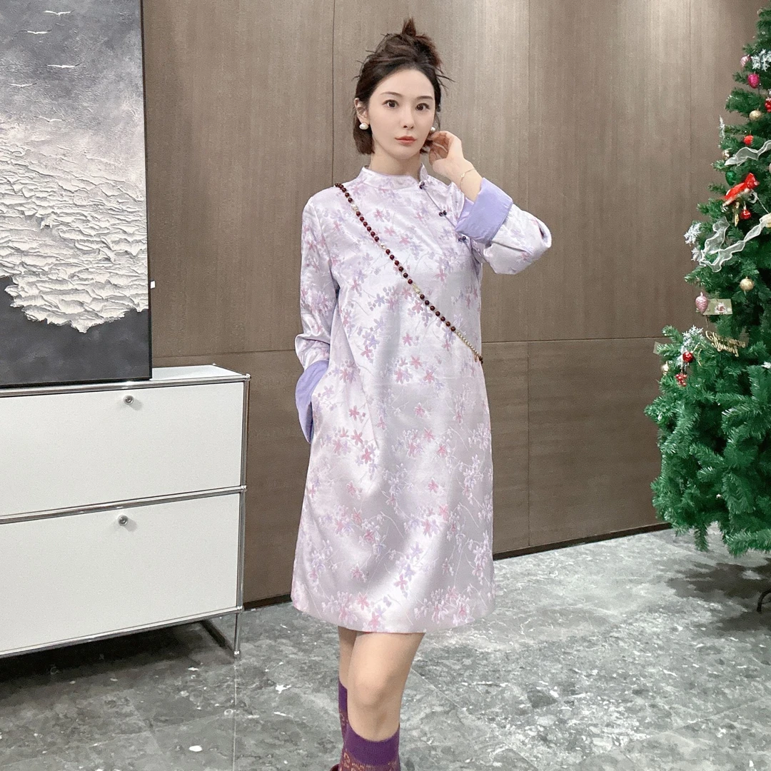 KK颜小新【春日之恋】新中式国风早春单款显白气质修身连衣裙碎花