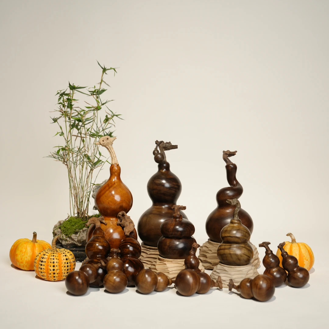 金丝楠古沉木纯手工趣味葫芦摆件手把件（一物一拍）