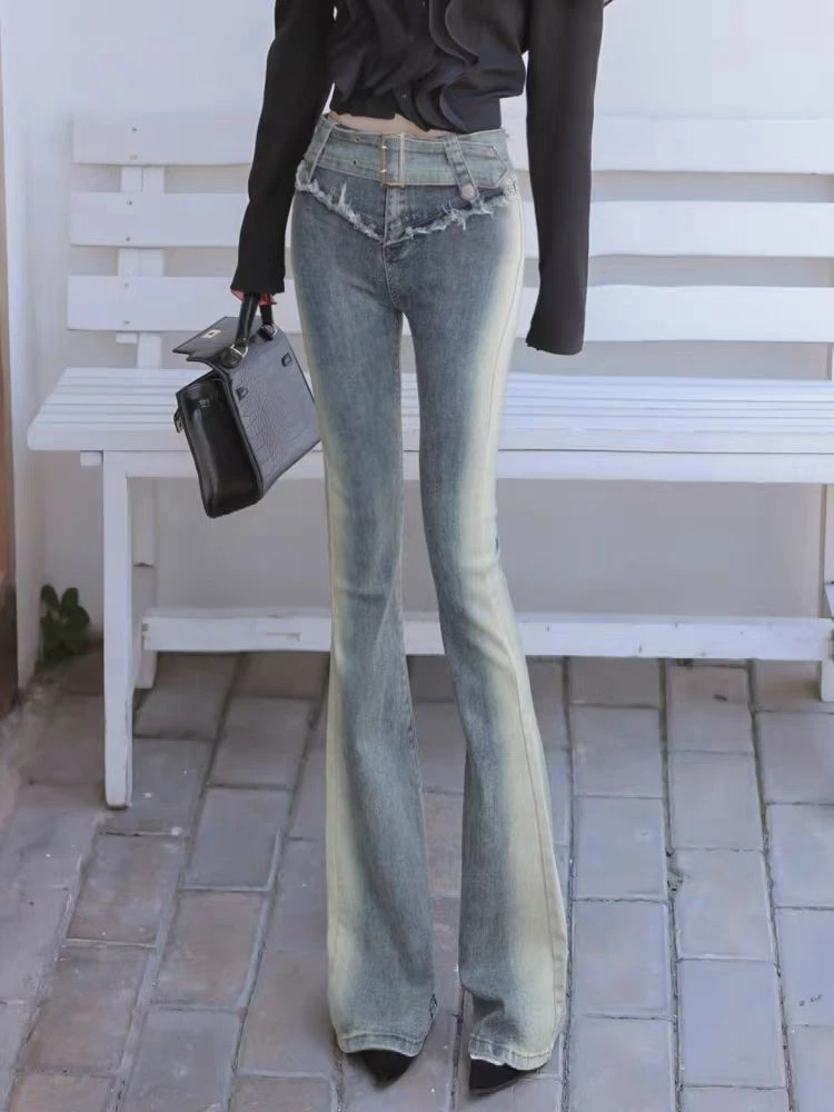 2024高品质女装牛仔喇叭裤