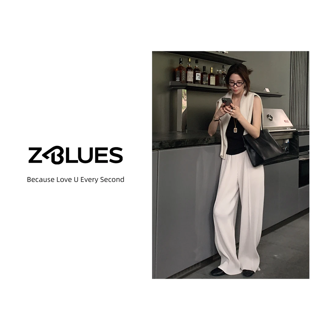 Z.blues【吟游诗人】竖条纹弹力折叠中缝线褶皱长裤YZXSJ7215