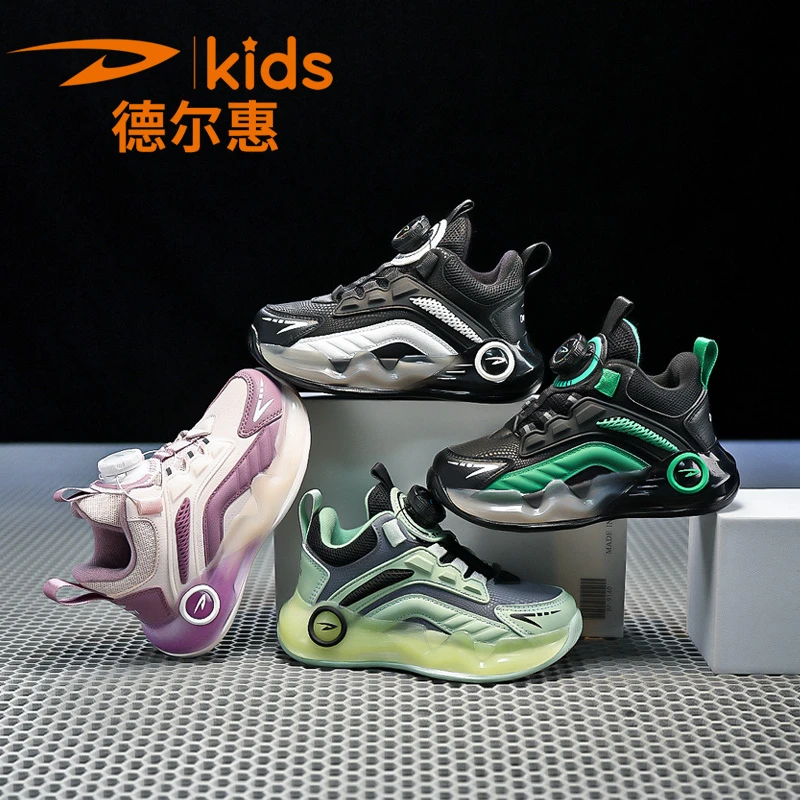 德尔惠儿童鞋子2023秋冬新款皮面加绒加厚保暖棉鞋儿童百搭运动鞋