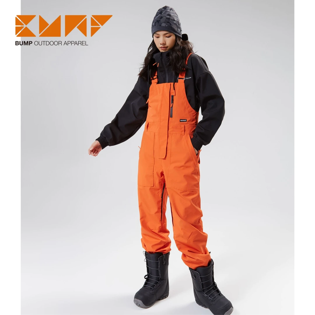 BUMP新款修身滑雪背带裤男女同款防水15K单板双板宽松滑雪裤