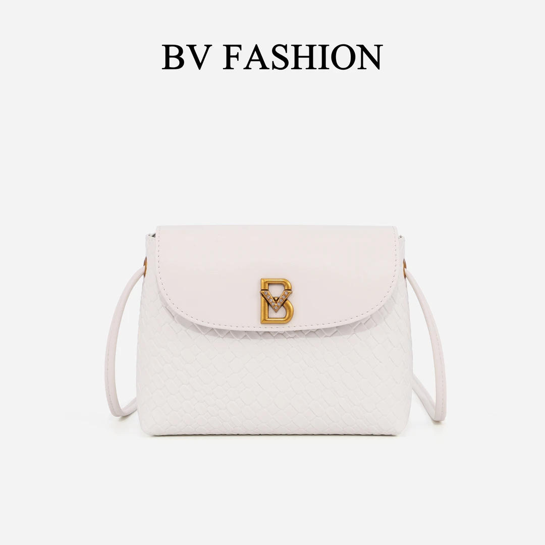 BV FASHION编织纹斜挎小包时尚休闲女士小包包CBA24064367奶昔白