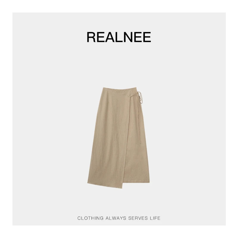 REALNEE【山海】Row亚麻极简半身裙不规则立体解构复古穿搭04153