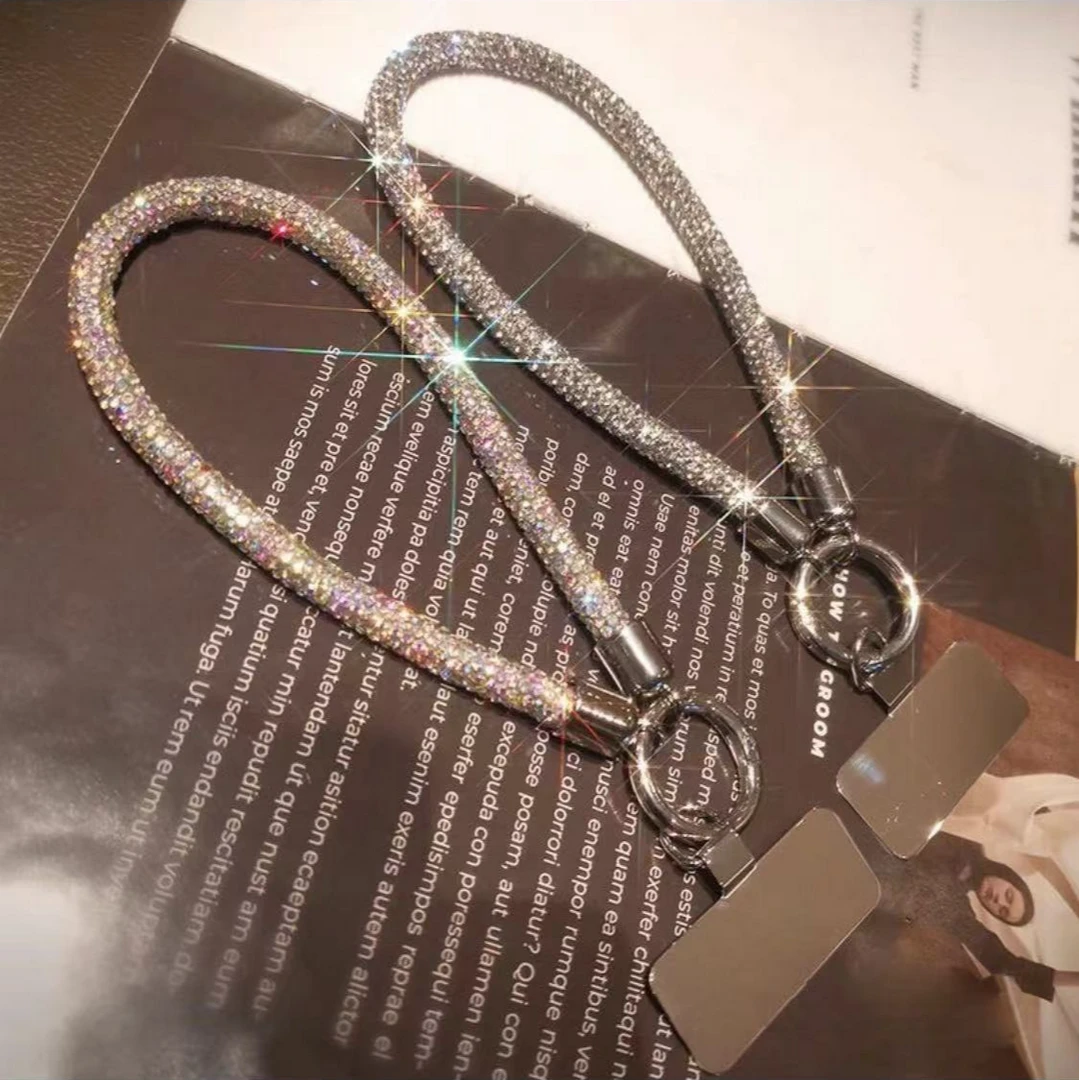 女款挂脖手腕链子通用闪钻高级感手机链钥匙扣证件扣结实耐磨巨闪