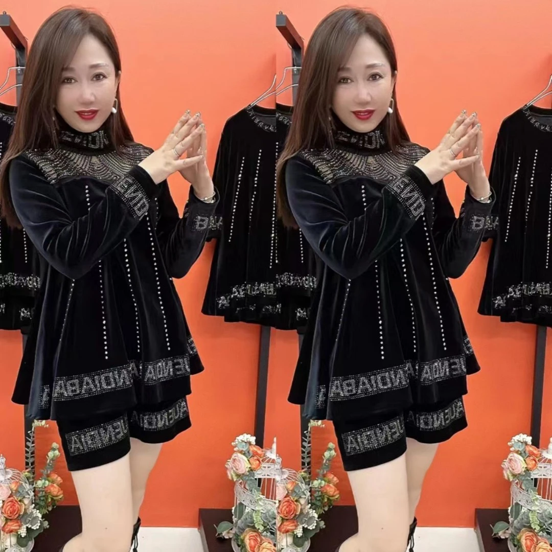 129款长袖金丝绒套装