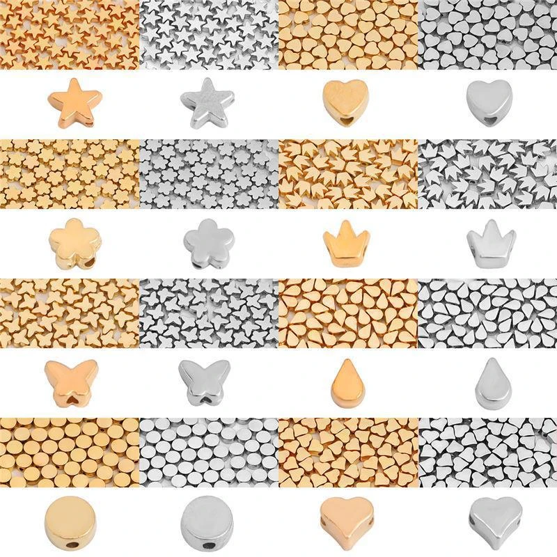 塑料五角星ccb金色电镀星星爱心花间隔珠DIY穿珠串珠耳环饰品礼品