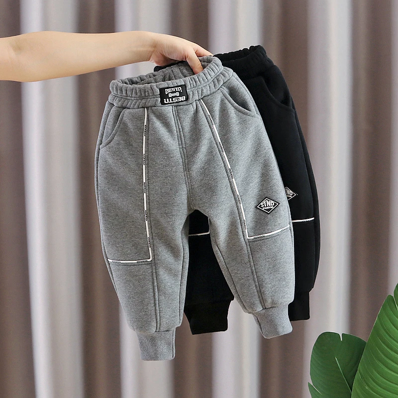 男童运动裤初冬韩版儿童装洋气一体绒体闲裤宝宝加绒冬季长裤子