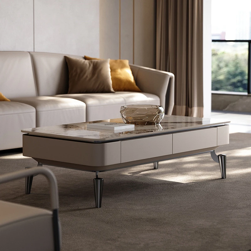 【岩板茶几电视柜】轻奢极简岩板长方形简约设计师意式茶几电视柜