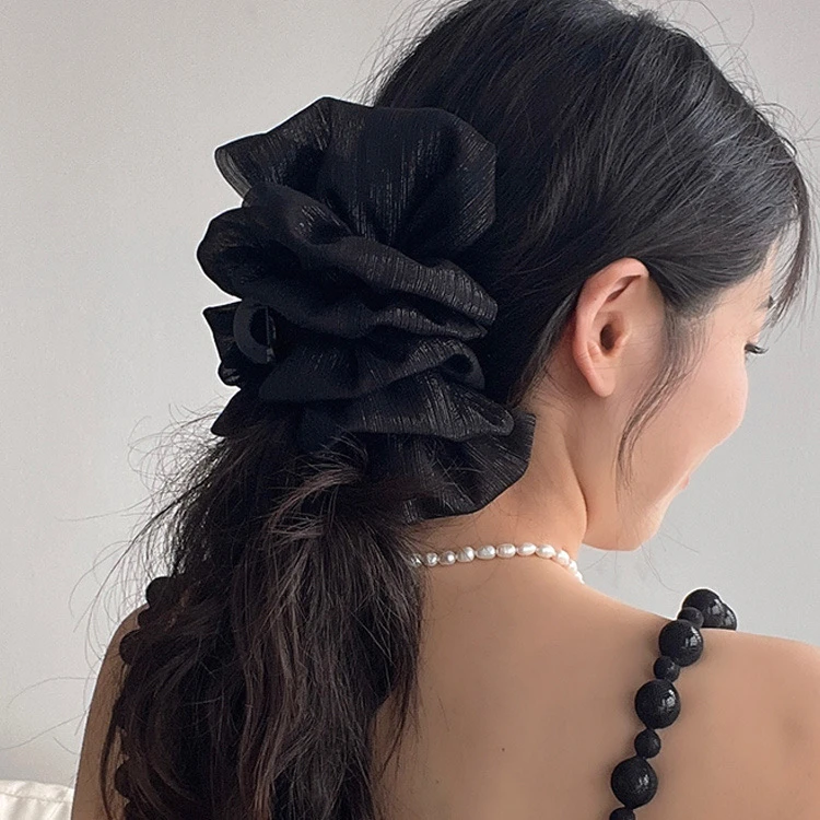 【夜色银丝抓夹】蓬松显发量泡泡纱抓夹气质简约2023新款高端发夹