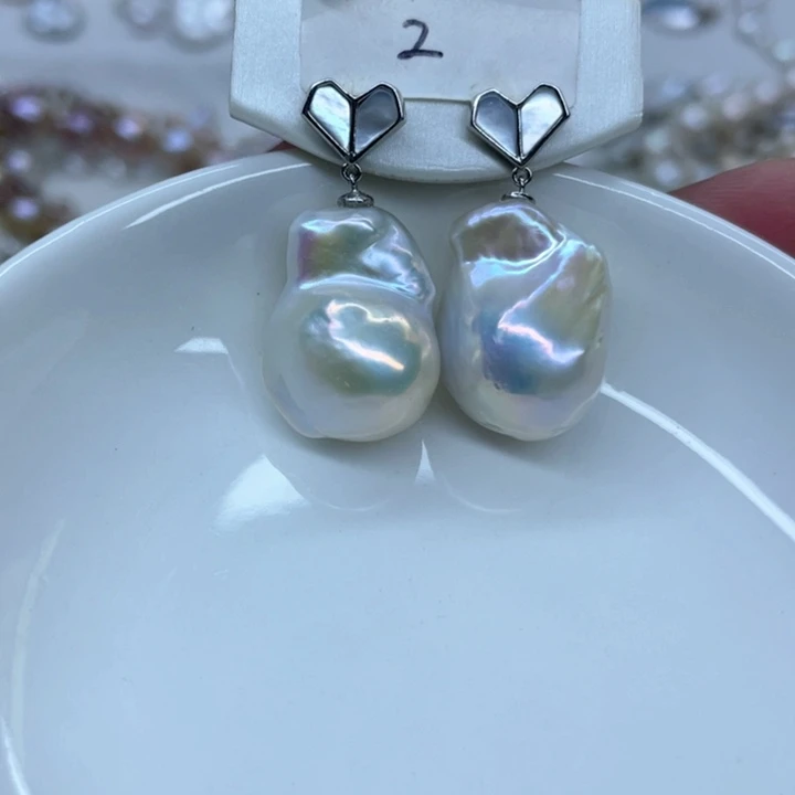 淡水珍珠耳饰银S925镶嵌