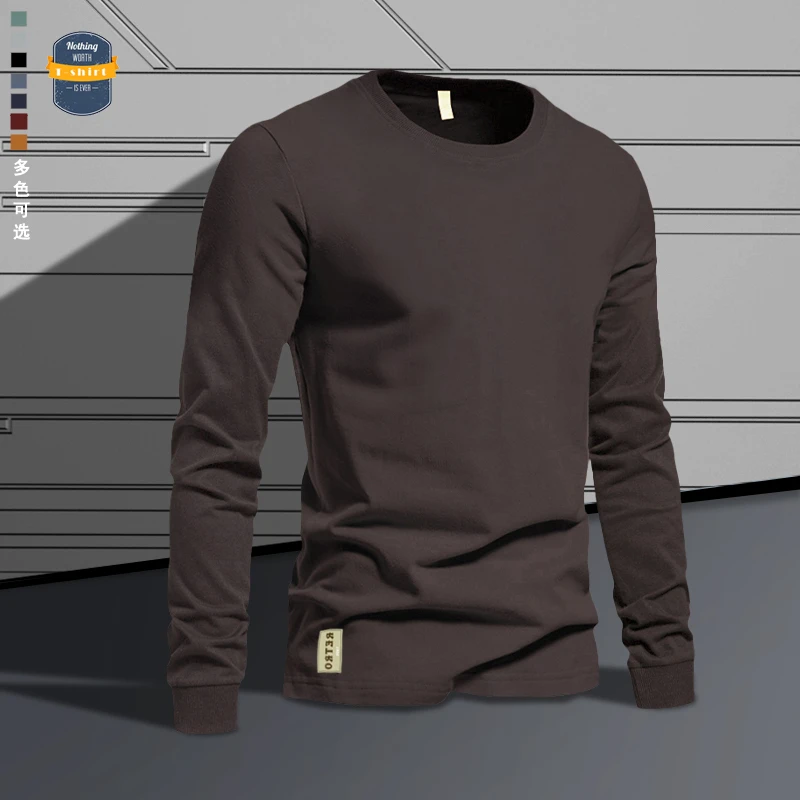 2024新款秋季男上衣卫衣长袖t恤圆领套头重磅春秋冬季打底衫纯棉