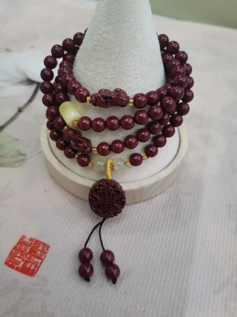 辰砂（处理）朱砂多圈手串/毛衣链