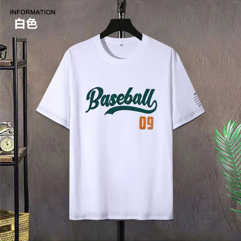 纯棉夏季双边短袖假两件T恤男圆领宽松港风大码半袖T恤衫打底衫