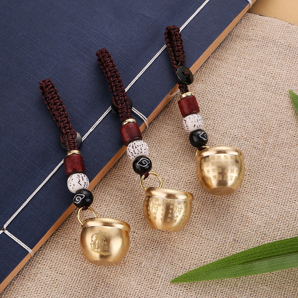 黄铜迷你百福缸钥匙扣缸百财缸吊坠饰品祥云绳挂件