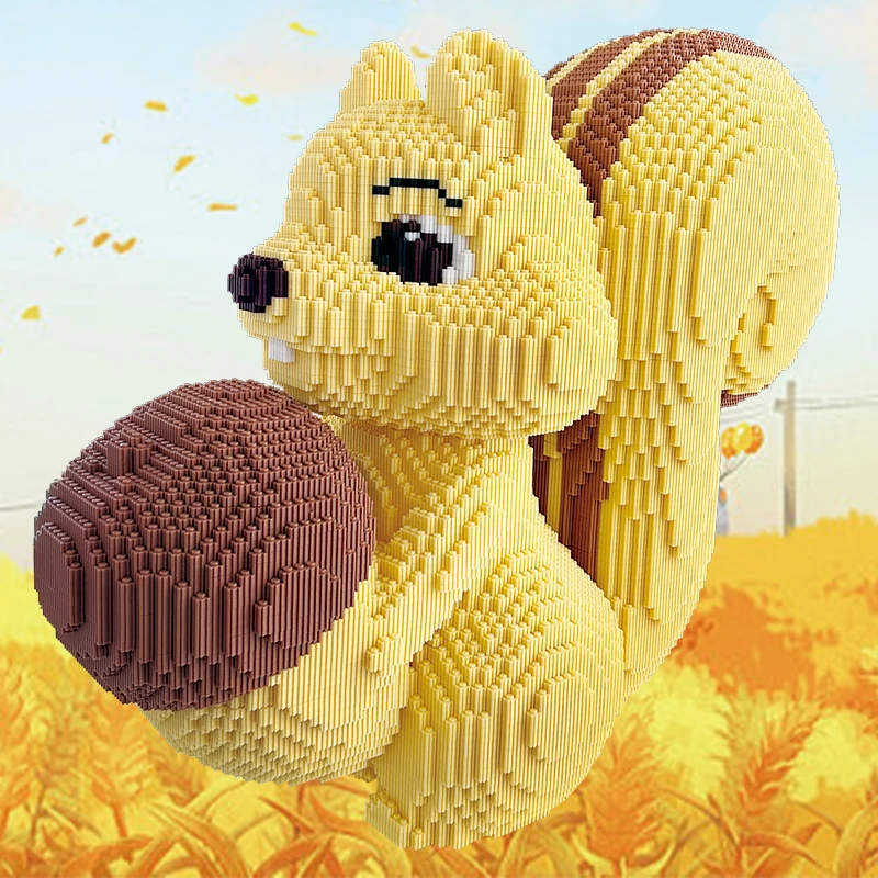 【31CM】大号松鼠益智玩具积木颗粒拼装积木成男女孩父亲节儿童节