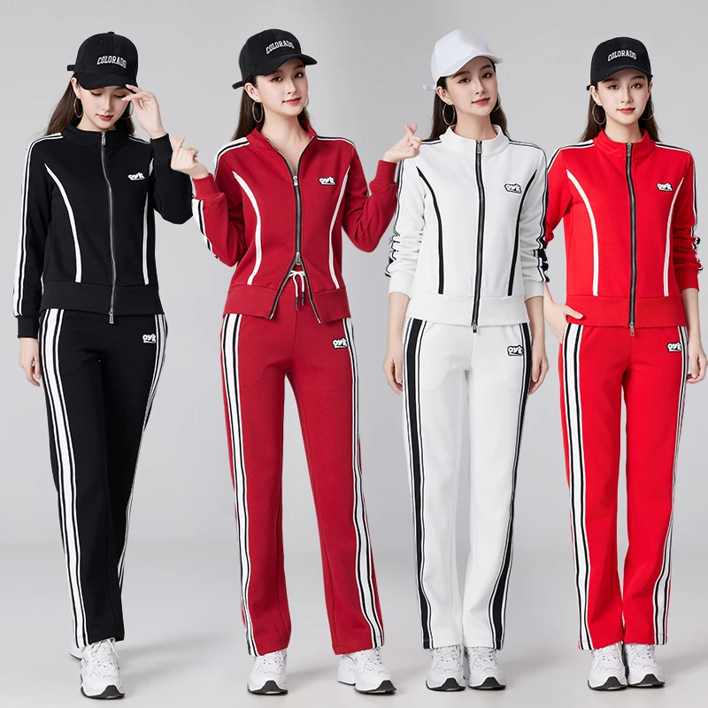 T070秋冬季广场舞服装新款套装健身跑步跳操运动休闲团体服女单拍