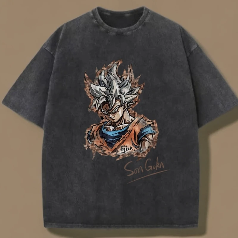 【侧边悟空】独家二创手绘画悟空2水洗做旧重磅纯棉T恤男