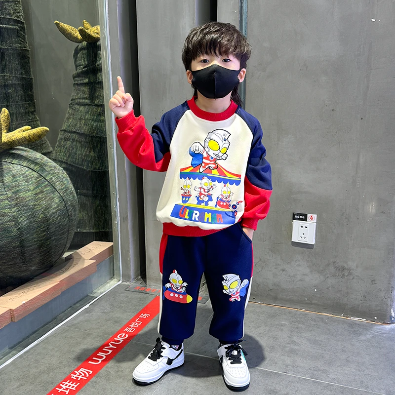 奥特曼男童衣服秋装套装2024新款宝宝潮帅气时髦秋季卫衣两件套炸