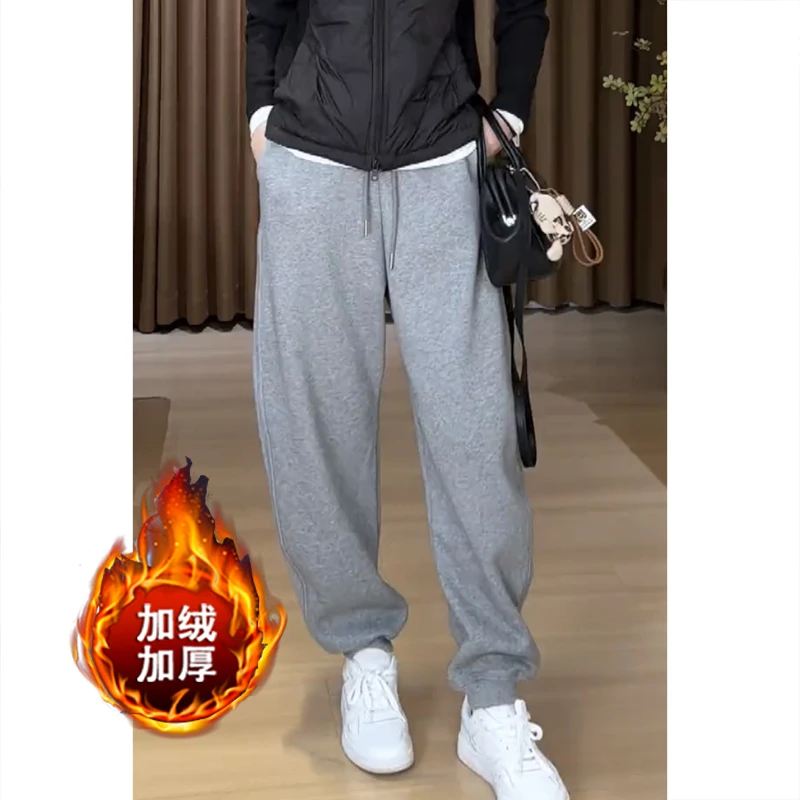 艾塔莉哈论裤显瘦阔腿休闲裤子女春夏新款胖mm加绒加厚弯刀裤大码