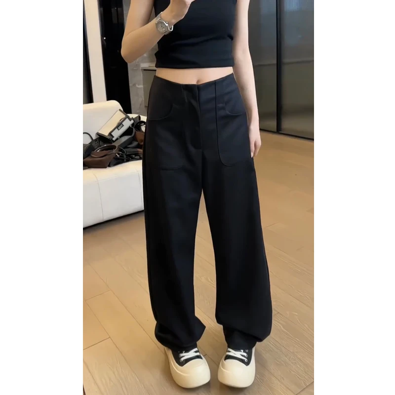 艾塔莉显瘦遮肉阔腿裤休闲裤女春夏新款胖mm梨形大码直筒裤拖地裤