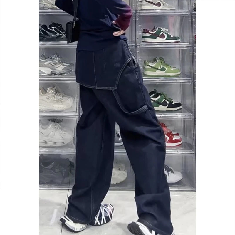 艾塔莉窄版阔腿裤女秋季新款胖mm显瘦大码牛仔裤子弯刀小个子高腰