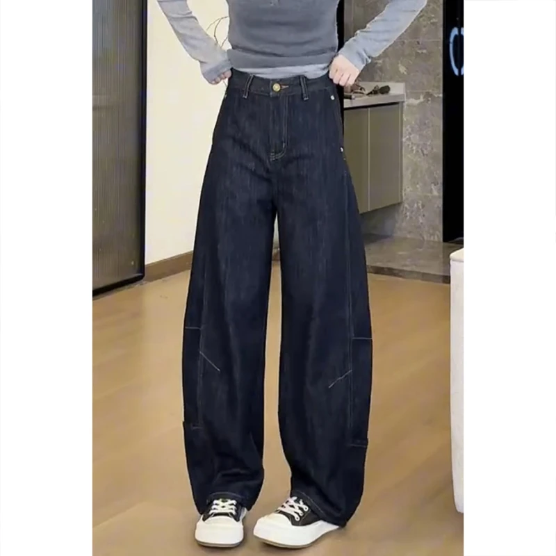 艾塔莉阔腿牛仔裤子显瘦女春夏新款胖mm梨形弯刀裤大码高腰小个子