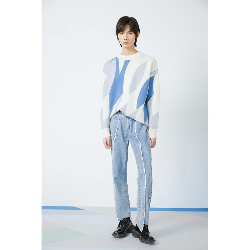 蜕幕｜秋冬撞色半高领套头针织衫女羊毛保暖打底毛衣