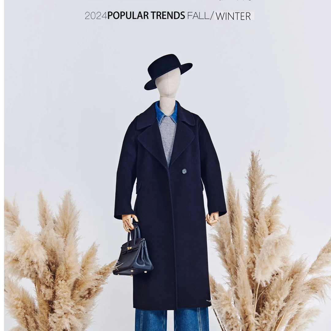 俪妍【LIVELY·YAN】24冬季新款羊毛大衣48230双面羊绒气质时尚百搭