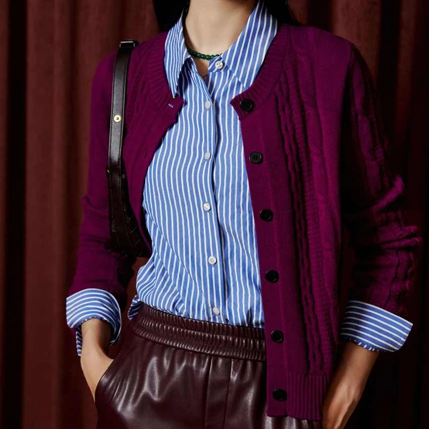 俪妍【LIVELY·YAN】秋冬新款条纹衬衣37824