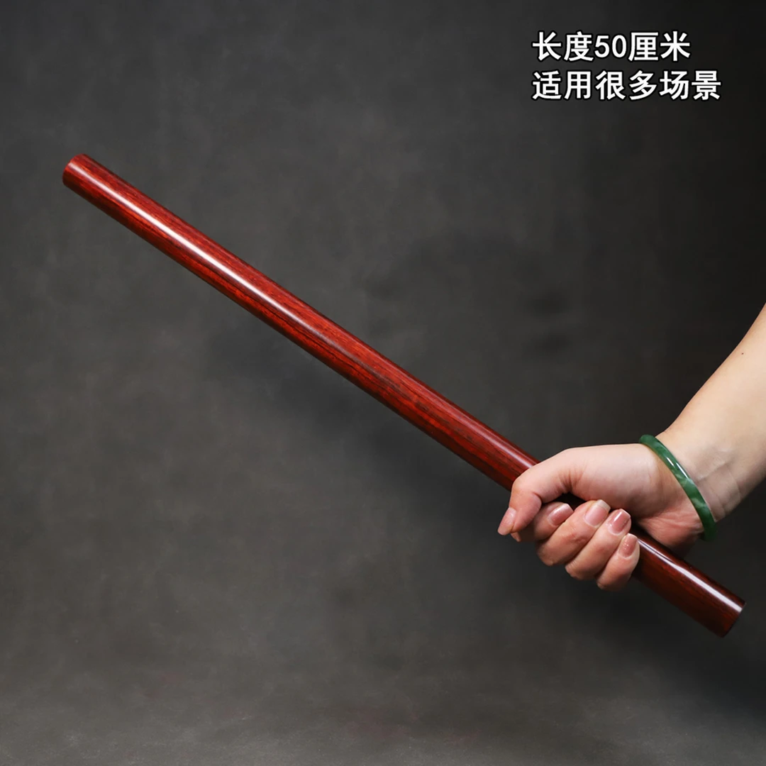 武术棍太极棍高端檀木实木无漆无蜡短棍擀面杖多功能防身健身木质