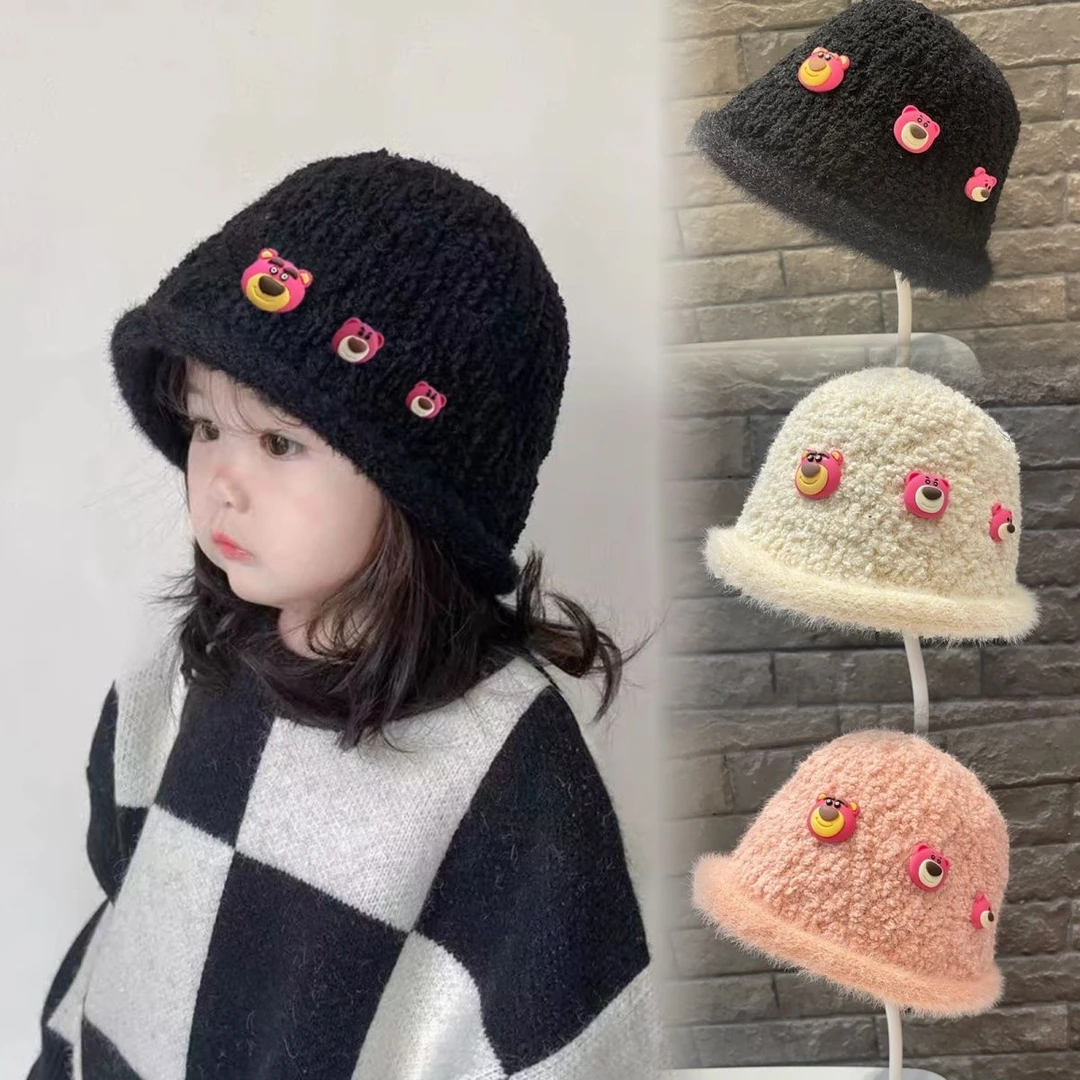 【小扬哥推荐】儿童渔夫帽秋冬新款女童针织毛绒盆帽1到10岁卡通帽