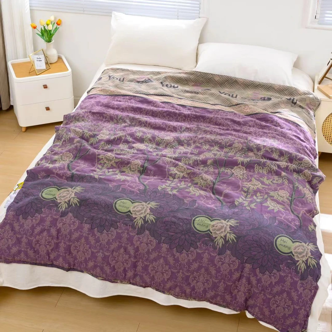 【伊甸园】紫床单  全棉双层纱床单 柔软亲肤230*245cm
