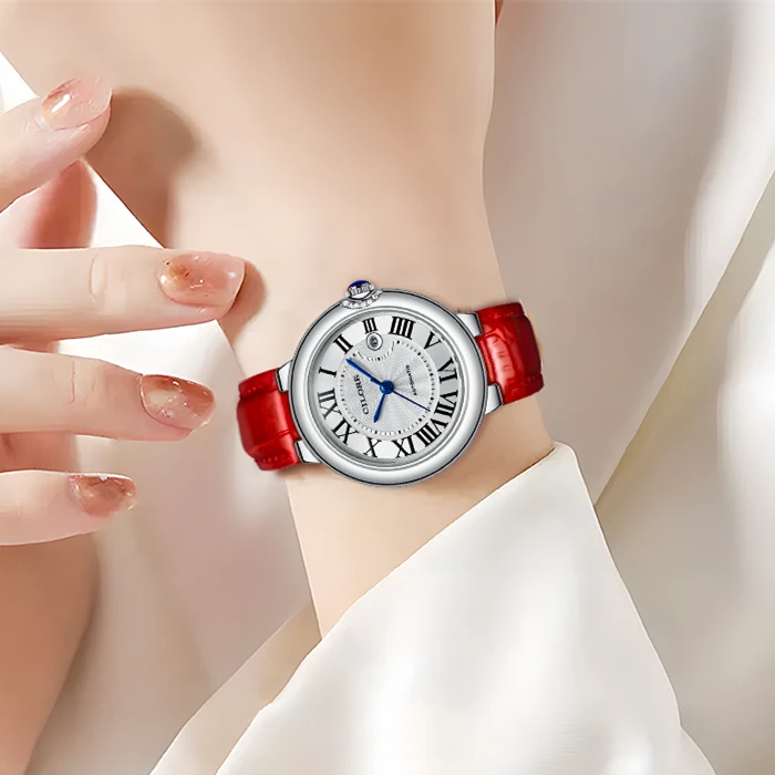 气球系列 女士全自动机械腕表百搭日历款蝴蝶扣真皮表带（苏苏）