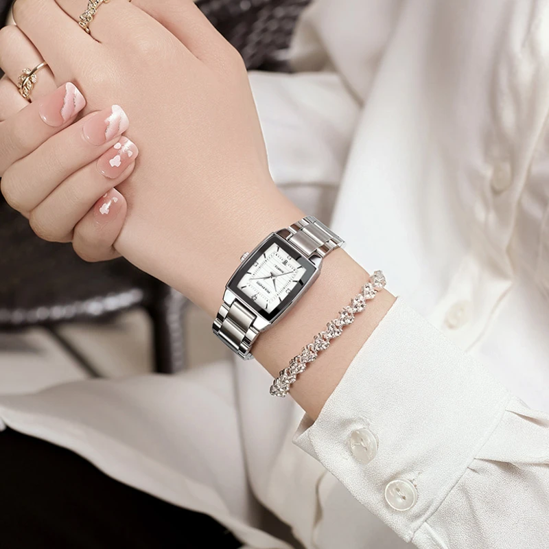 2024新款百搭时尚腕表女士日历防水手表气质简约白色（雯雯）