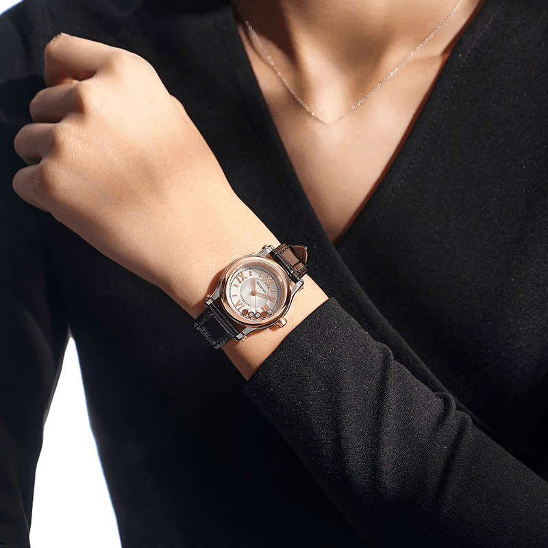 快乐钻系列 女士全自动机械腕表真皮表带气质时尚款（大苏）