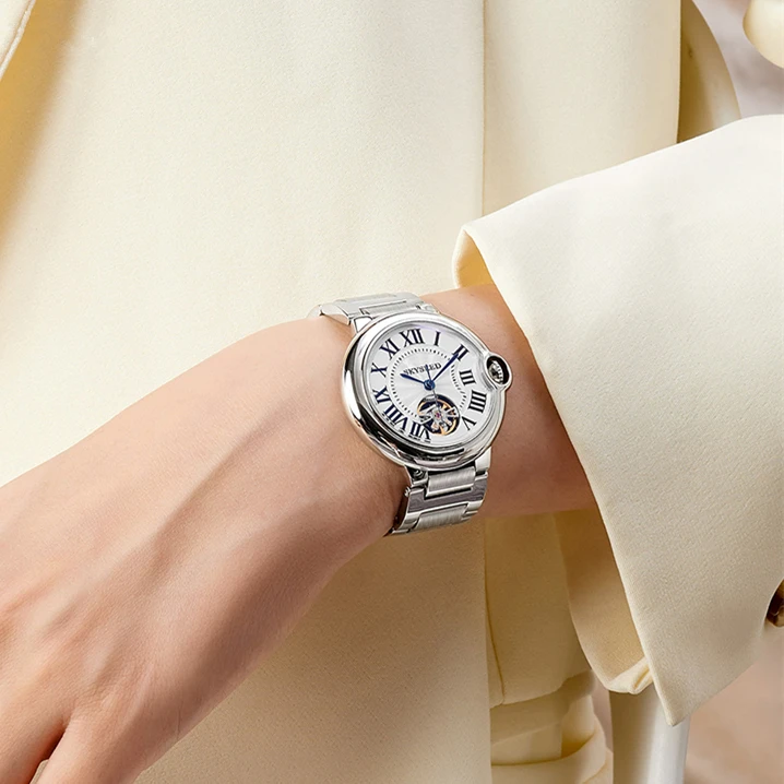 气球系列 女士全自动机械腕表罗马刻度手表镂空设计日历款（雯雯）