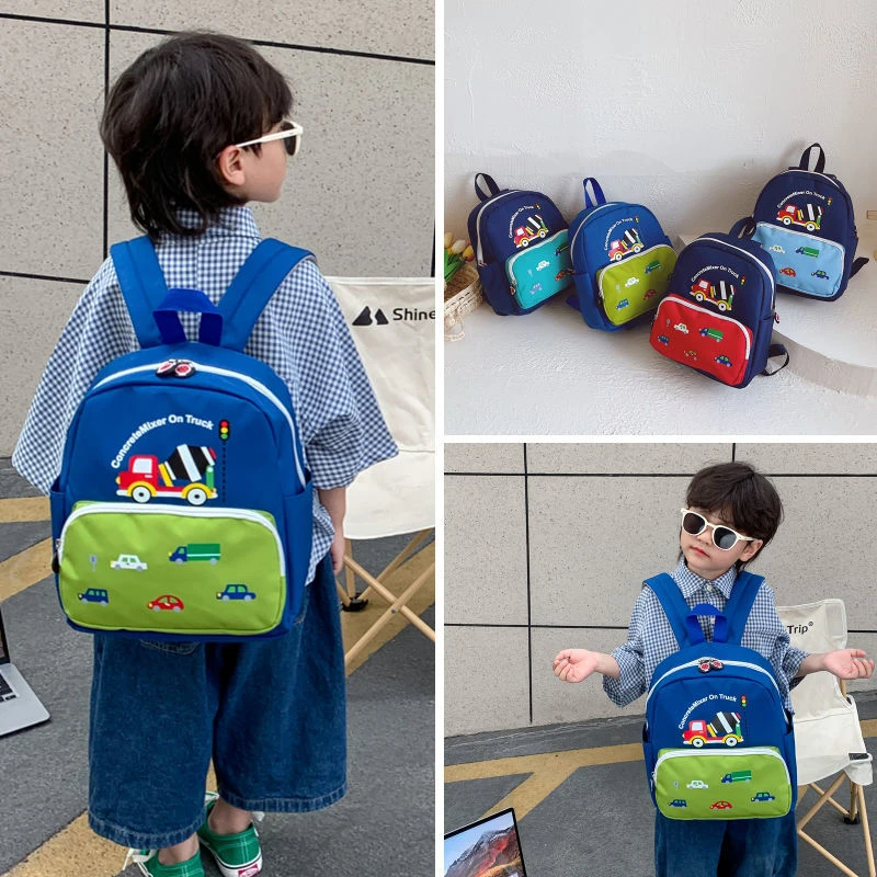 幼儿园书包新款可爱工程车男童小背包洋气女孩宝宝轻便护脊双肩包