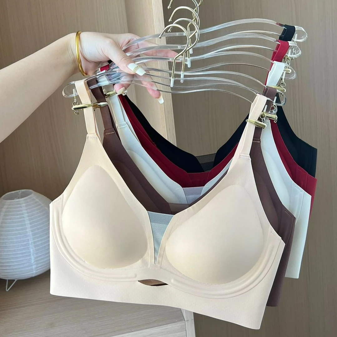 【恋诗日志】三角杯美背内衣女调整型红色文胸罩新款爆款大胸显小