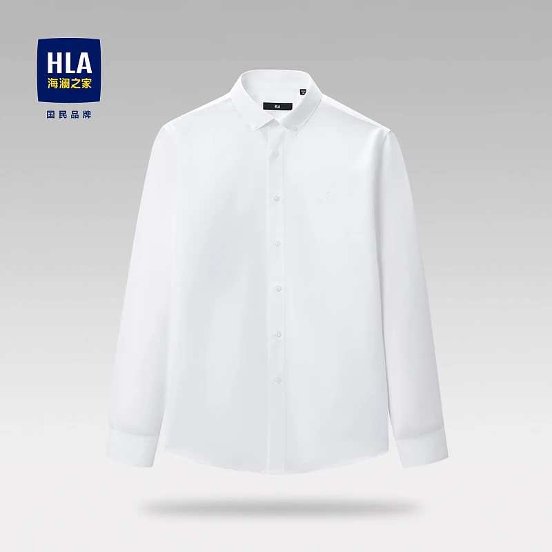 【商务绅士】HLA海澜之家23秋新刺绣字母长袖休闲衬衫HNEAD3Y110A