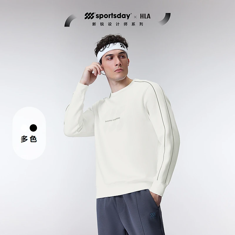 【反光印花】HLA海澜之家卫衣男春新sportsday马术运动圆领长袖