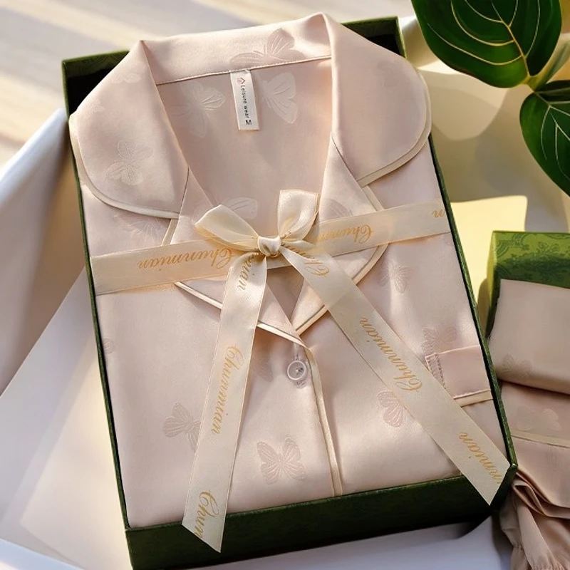 Cat Kite高端真丝睡衣女春秋长袖桑蚕丝送闺蜜生日礼物家居服礼盒