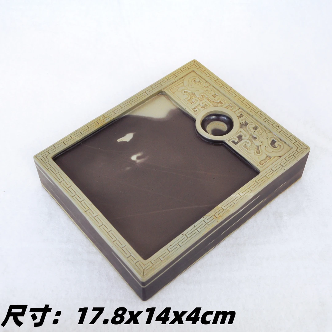 攀枝花苴却砚天然石色精品老坑黄膘仿古双龙砚下发俱佳端砚歙砚