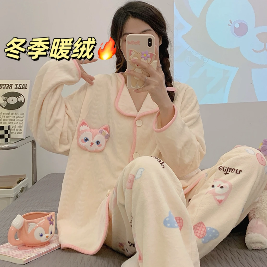 秋冬天珊瑚绒睡衣女款爆款2024新款法兰绒加绒加厚冬季家居服套装