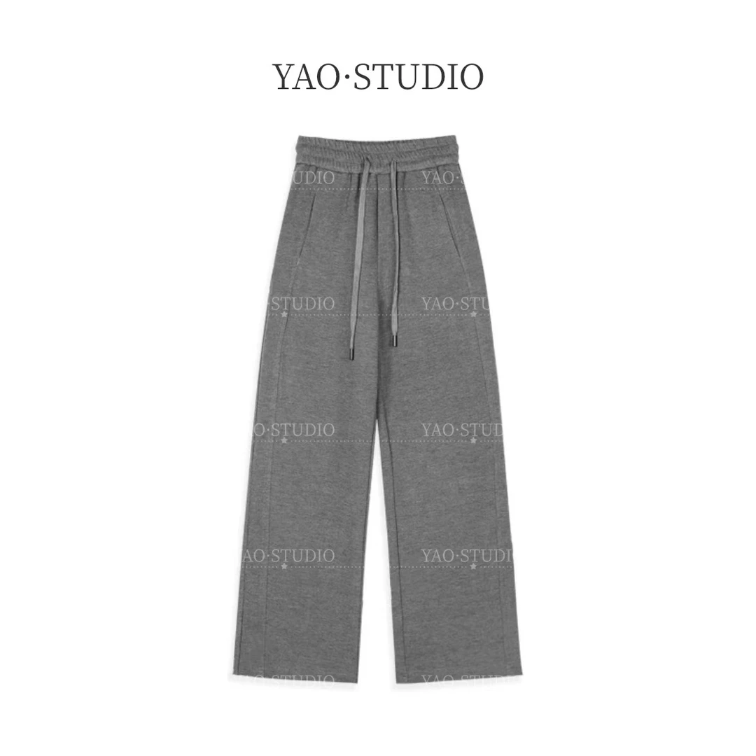 版型很好~2025秋冬抽绳设计感百搭卫裤加厚时髦直筒裤宽松女裤
