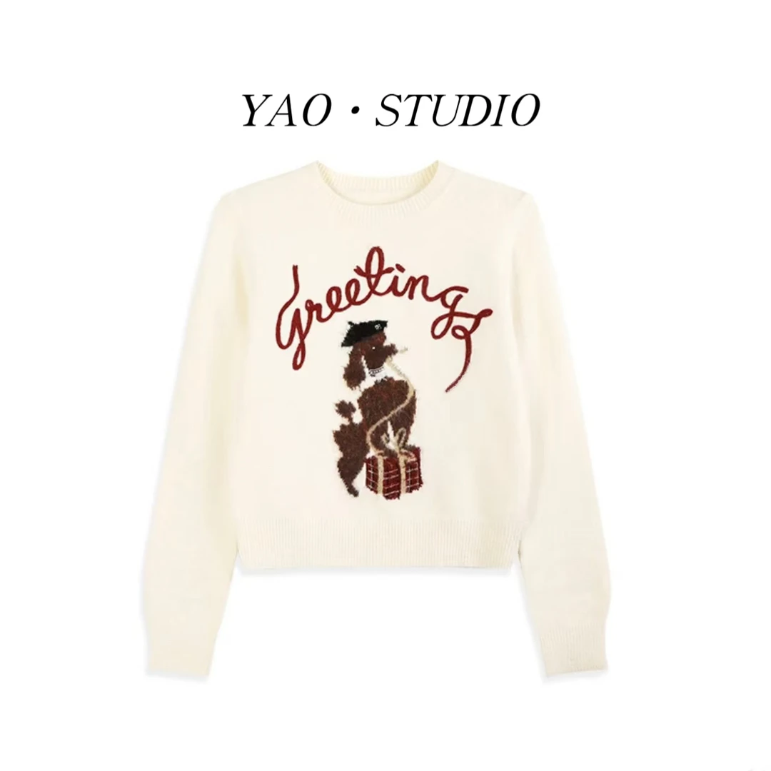 圆领圣诞气氛针织衫女新款洋气软糯套头时尚毛衣