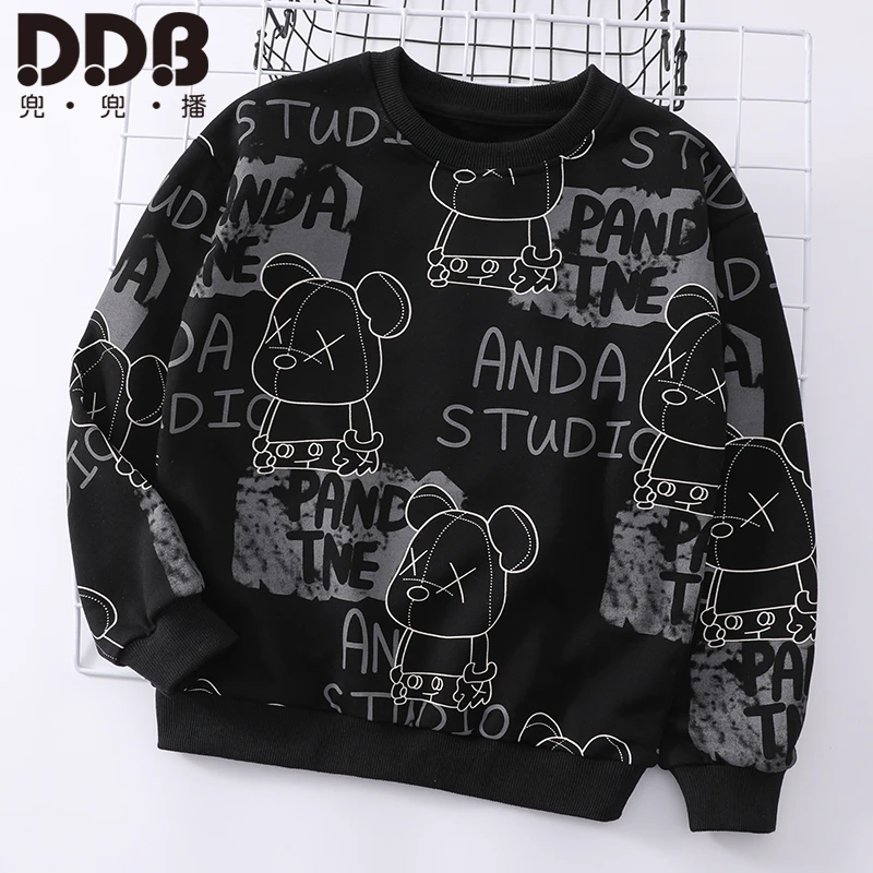 童装男童秋冬卫衣匹印宽松潮流中大童新款时尚潮流上衣打底外穿