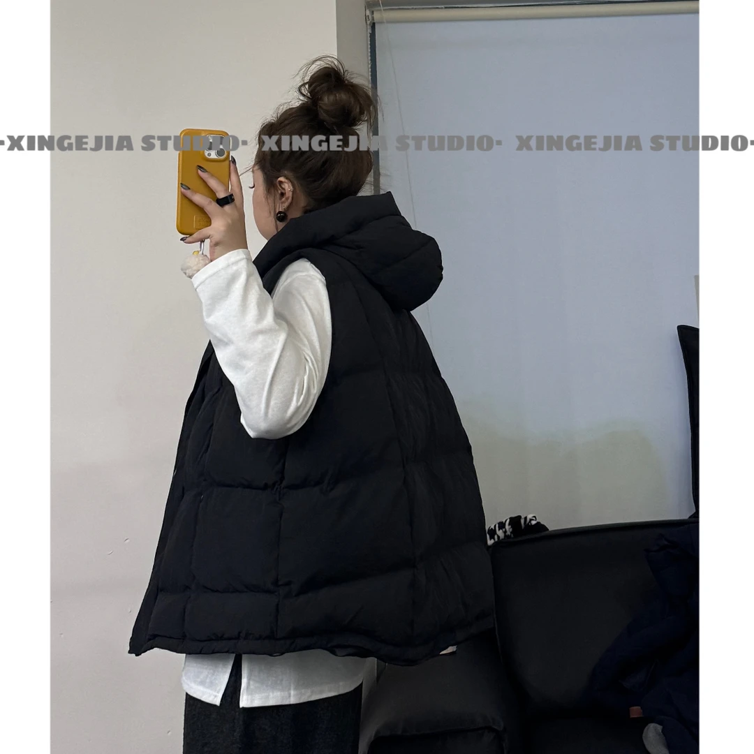 「xin:微胖大码」连帽龟背棉马甲