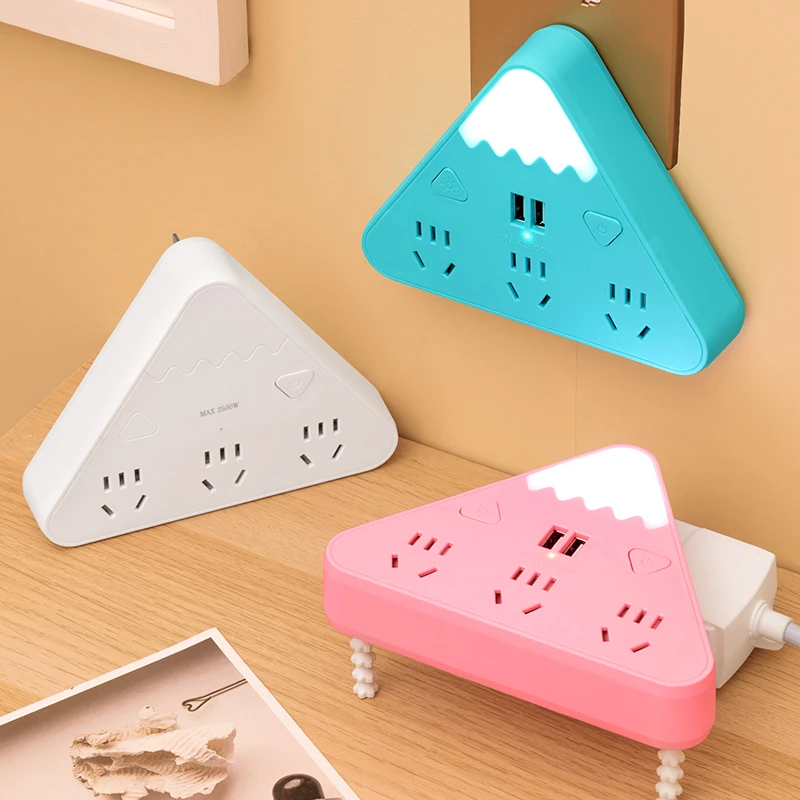 多功能插座家用多插位转换器宿舍创意USB小夜灯一转多孔转换插头