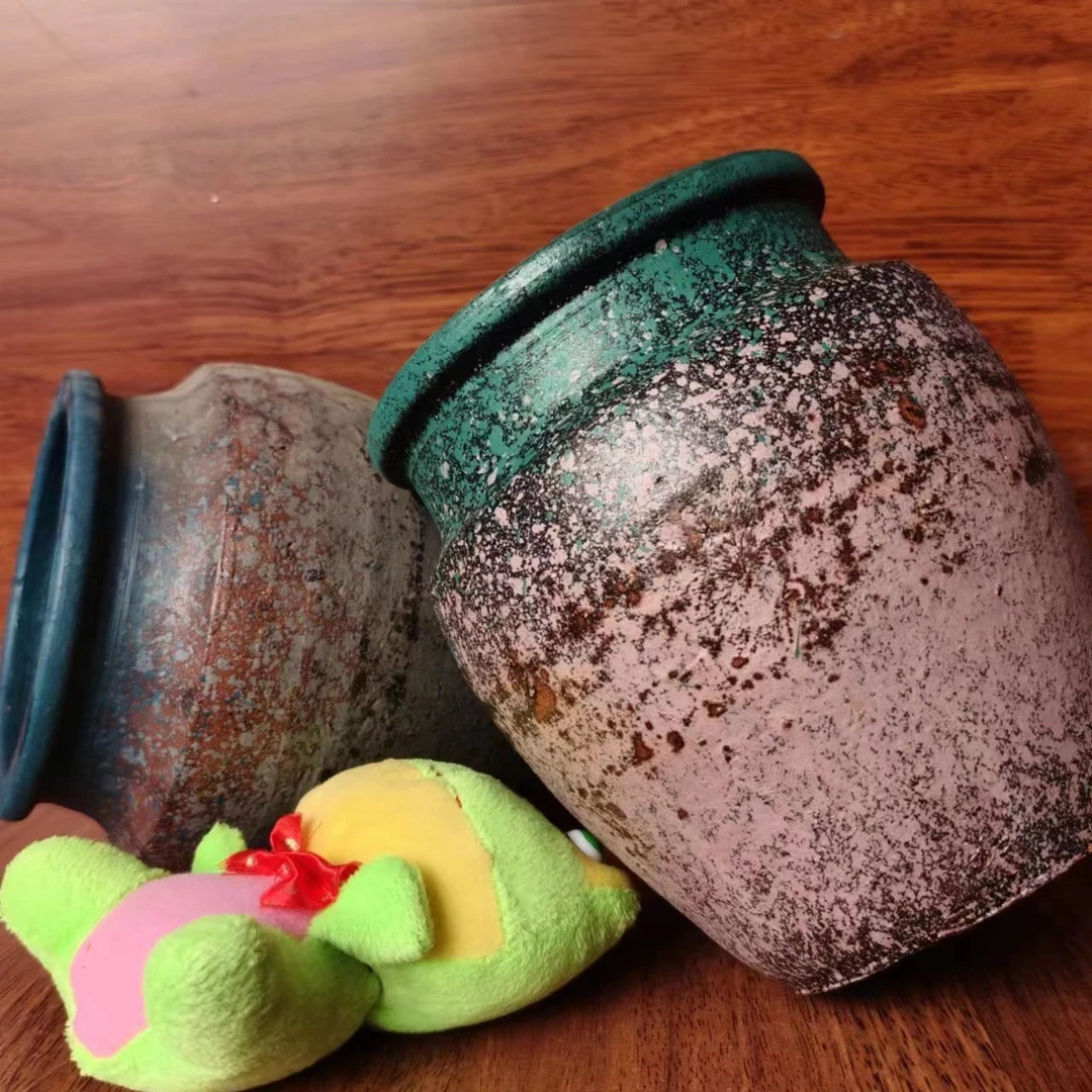 古典复古土陶花盆法师高桩多肉绿植陶罐摆件